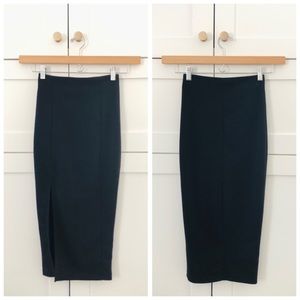 VTG Donnette Collection Black Stretch Pencil Skirt - Pull On & Side Slit, sz. XS